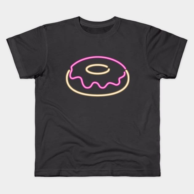 80's Gift 80s Retro Neon Sign Donut Kids T-Shirt by PhuNguyen